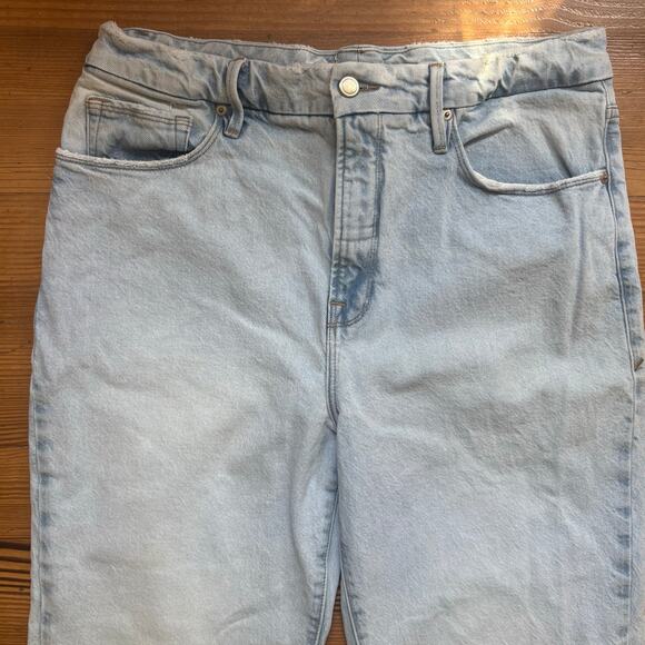 Good American 90s light was distressed baggy straight leg jeans SIZE 12 - Picture 2 of 6